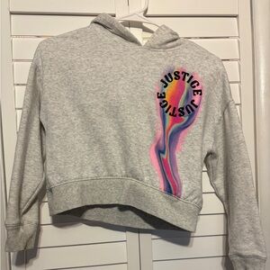 Justice Heather Gray Sweatshirt with Rainbow Logo